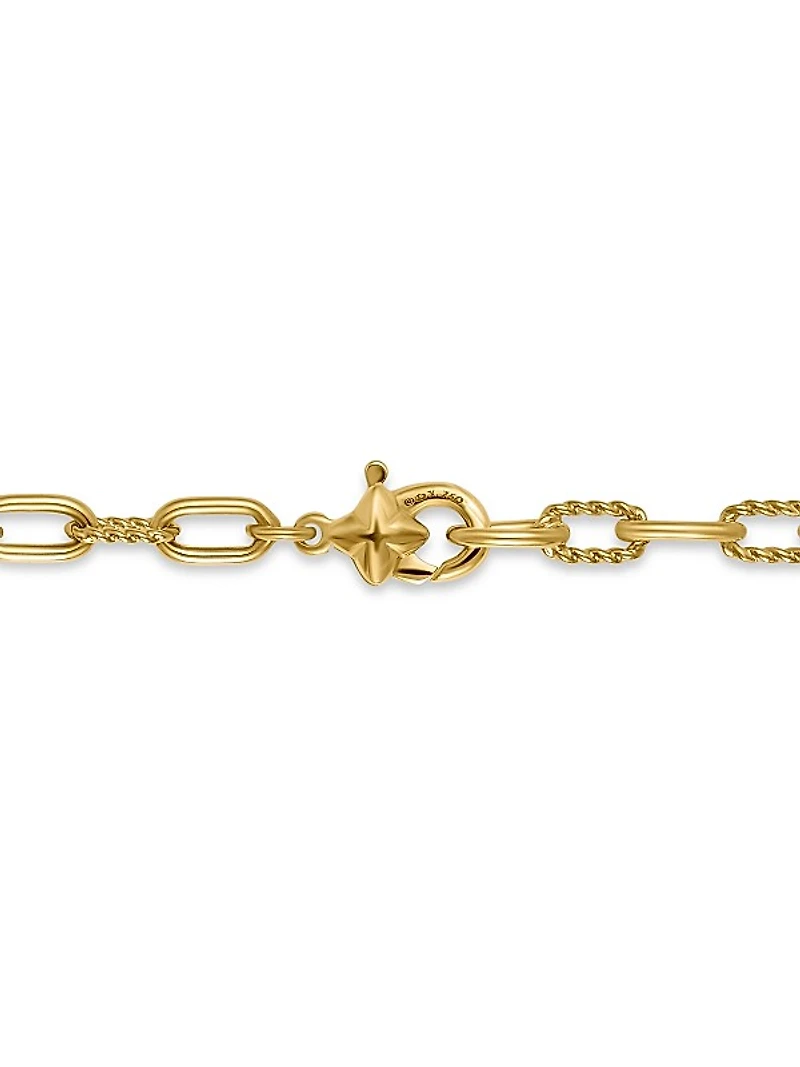 DY Madison Pavé Bead Station Necklace in 18K Yellow Gold, 3MM