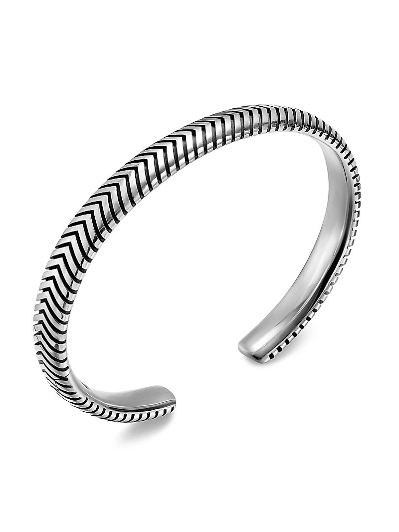 Chevron Cuff Bracelet Sterling Silver, 8MM