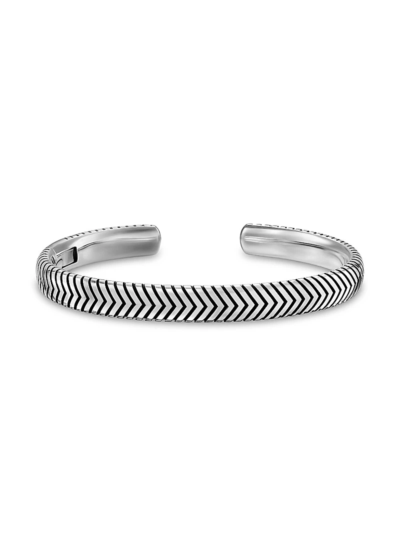 Chevron Cuff Bracelet Sterling Silver, 8MM