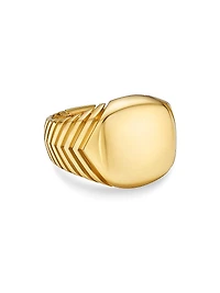 Chevron Signet Ring 18K Yellow Gold, 18MM