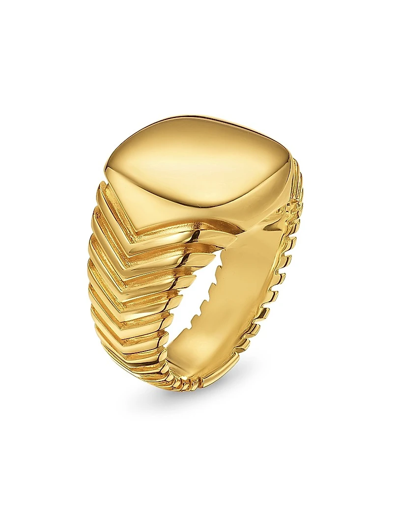 Chevron Signet Ring 18K Yellow Gold, 18MM
