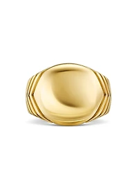 Chevron Signet Ring 18K Yellow Gold, 18MM