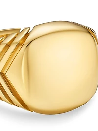 Chevron Signet Ring 18K Yellow Gold, 18MM