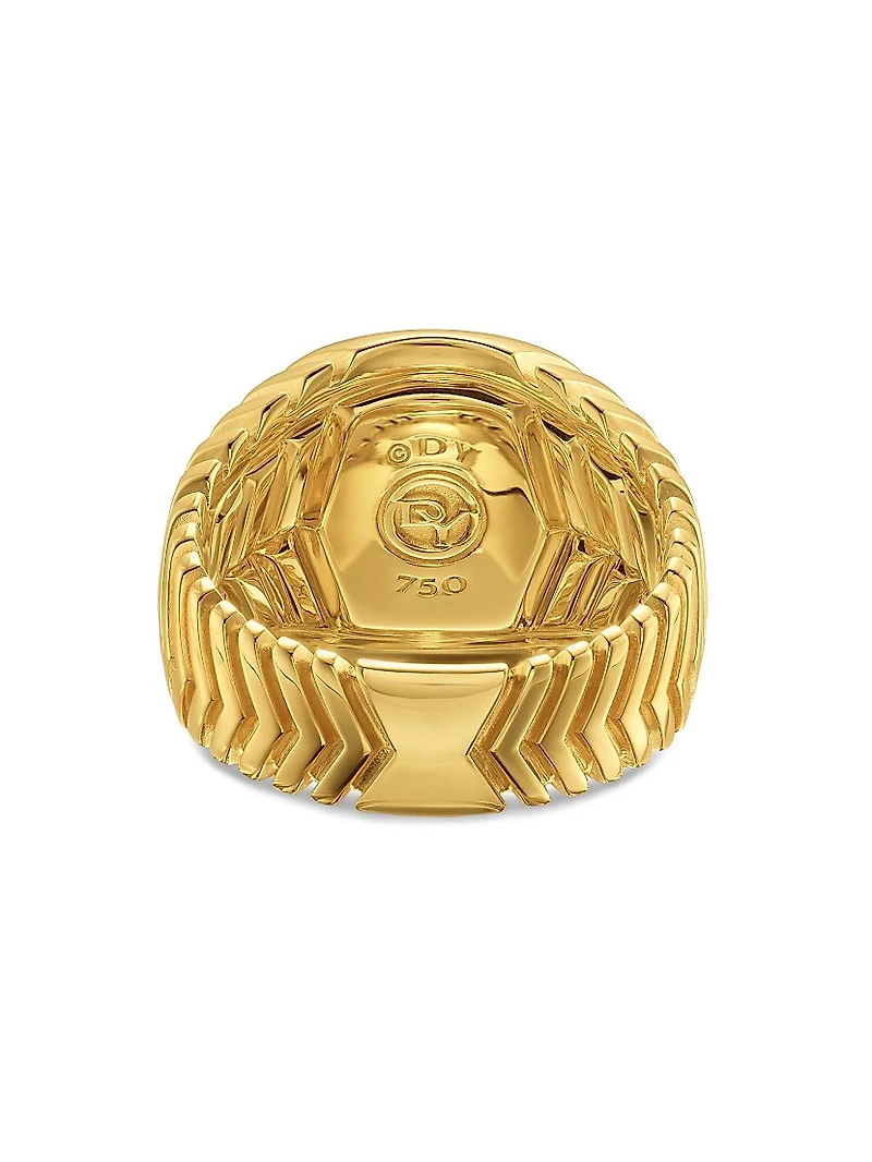 Chevron Signet Ring 18K Yellow Gold, 18MM