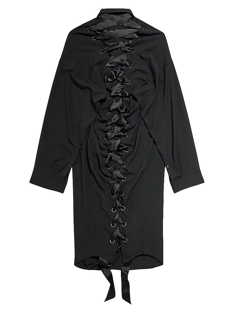 Lace-Up Shirt Dress