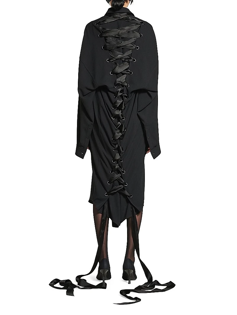 Lace-Up Shirt Dress