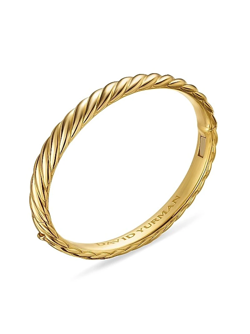 Sculpted Cable Bangle Bracelet in 18K Yellow Gold, 8MM