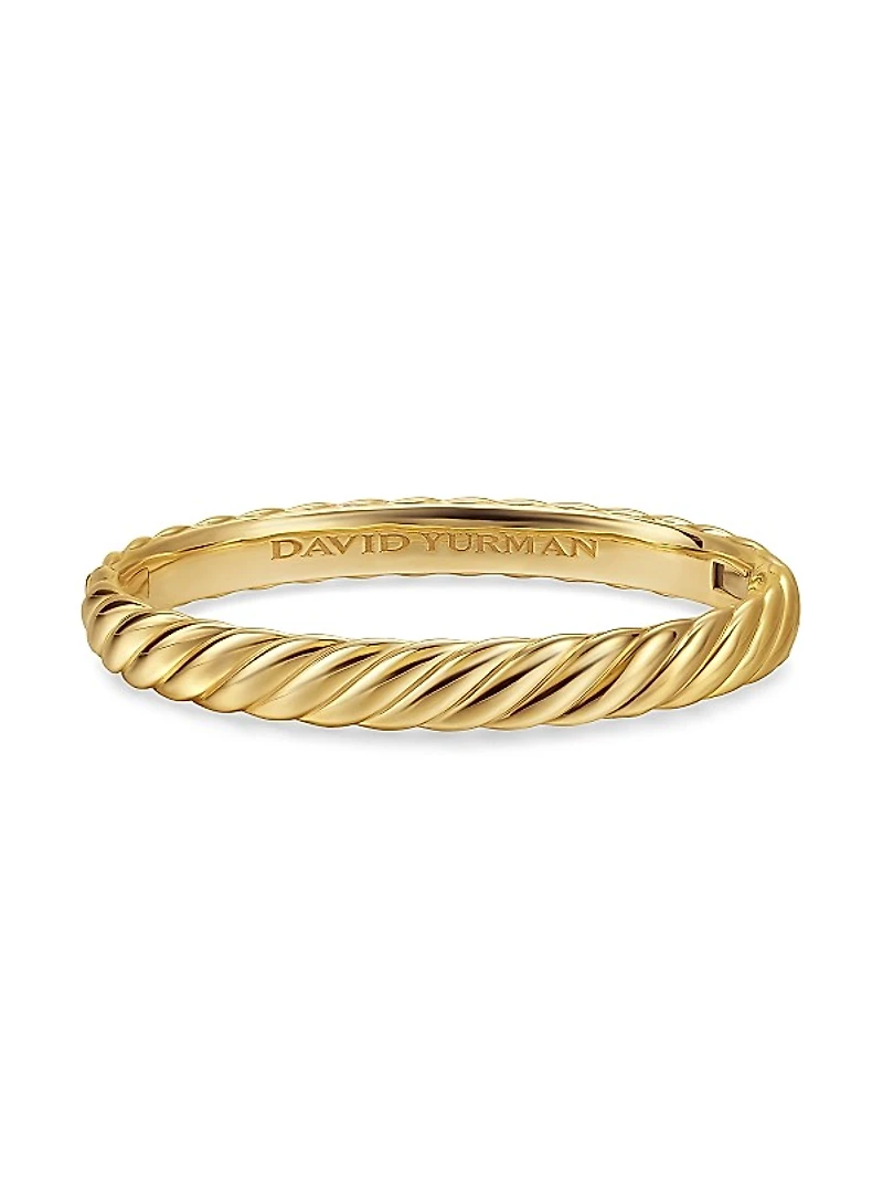 Sculpted Cable Bangle Bracelet in 18K Yellow Gold, 8MM