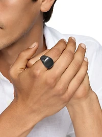 Chevron Signet Ring Black Titanium, 18MM