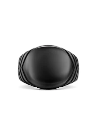 Chevron Signet Ring Black Titanium, 18MM