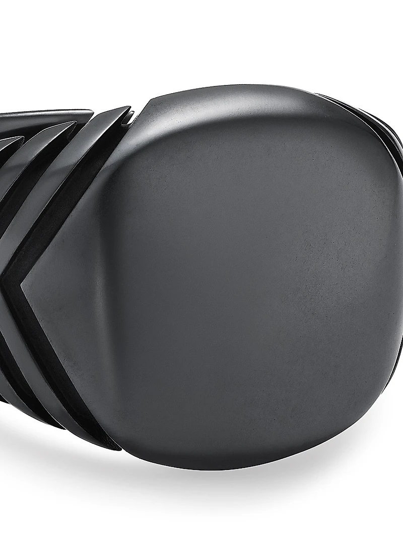 Chevron Signet Ring Black Titanium, 18MM