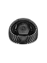 Chevron Signet Ring Black Titanium, 18MM