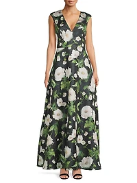 Floral Satin Jacquard A-Line Gown