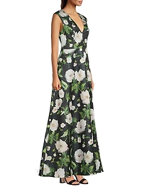 Floral Satin Jacquard A-Line Gown