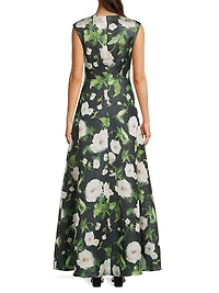 Floral Satin Jacquard A-Line Gown