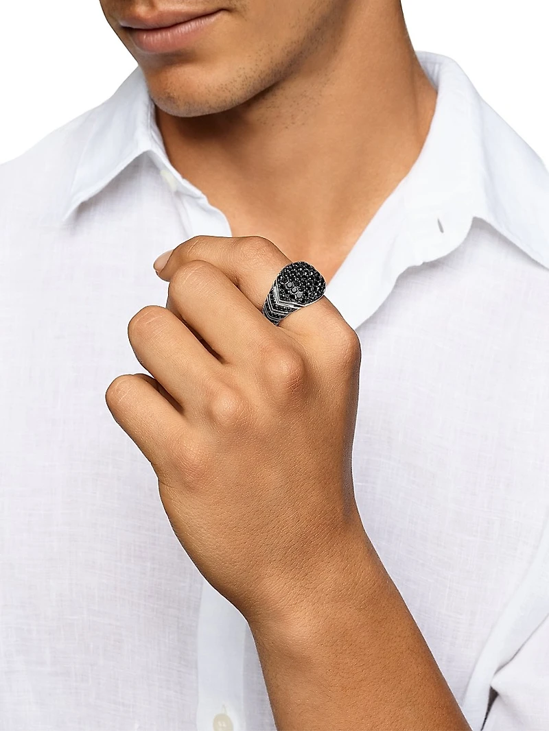 Chevron Signet Ring Sterling Silver