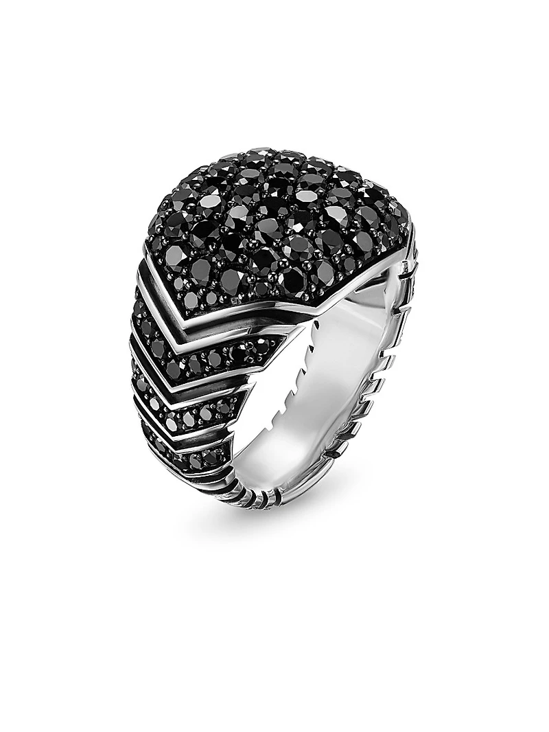 Chevron Signet Ring Sterling Silver