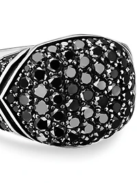 Chevron Signet Ring Sterling Silver