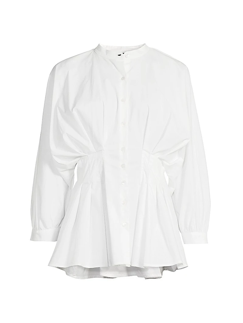 Pleated Cotton Poplin Shirt