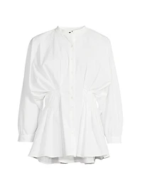 Pleated Cotton Poplin Shirt
