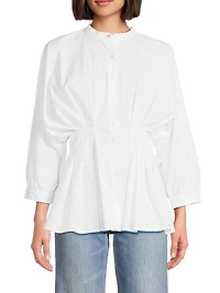 Pleated Cotton Poplin Shirt
