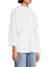 Pleated Cotton Poplin Shirt