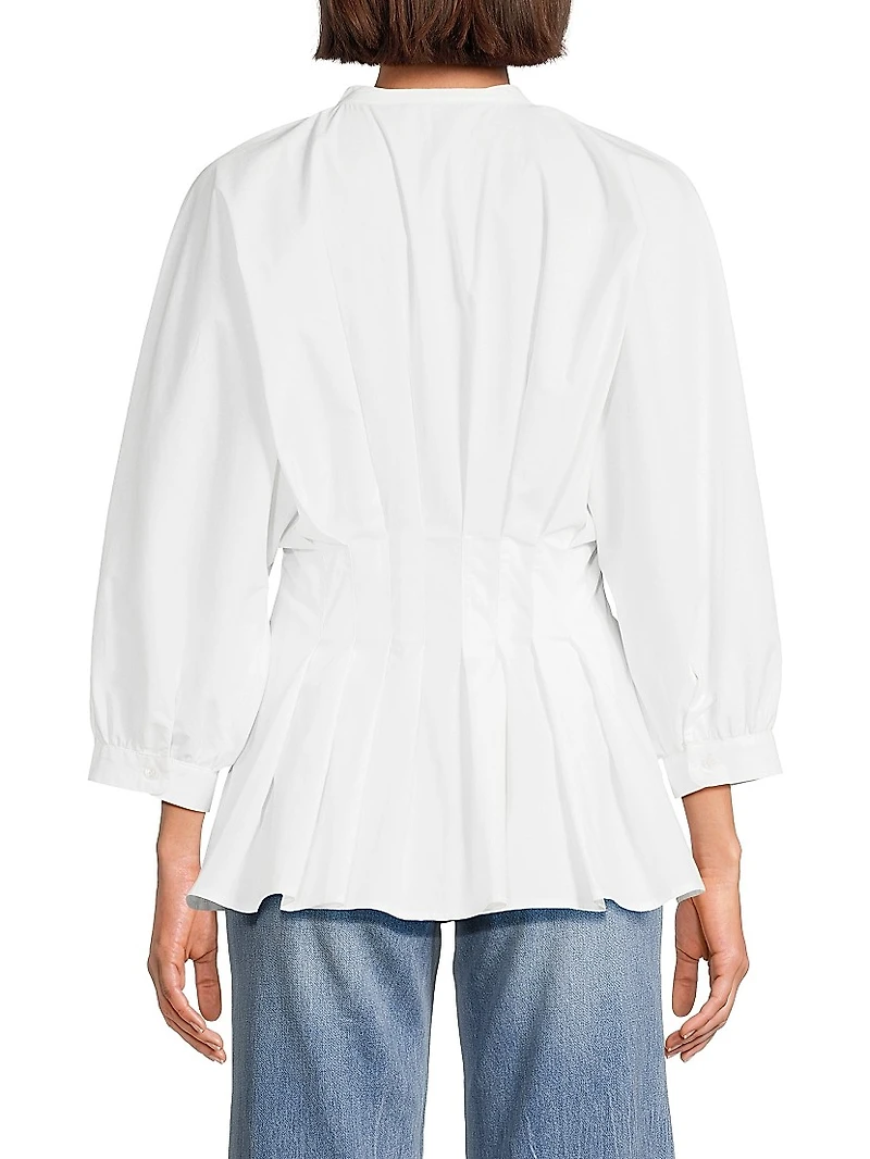 Pleated Cotton Poplin Shirt