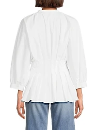 Pleated Cotton Poplin Shirt