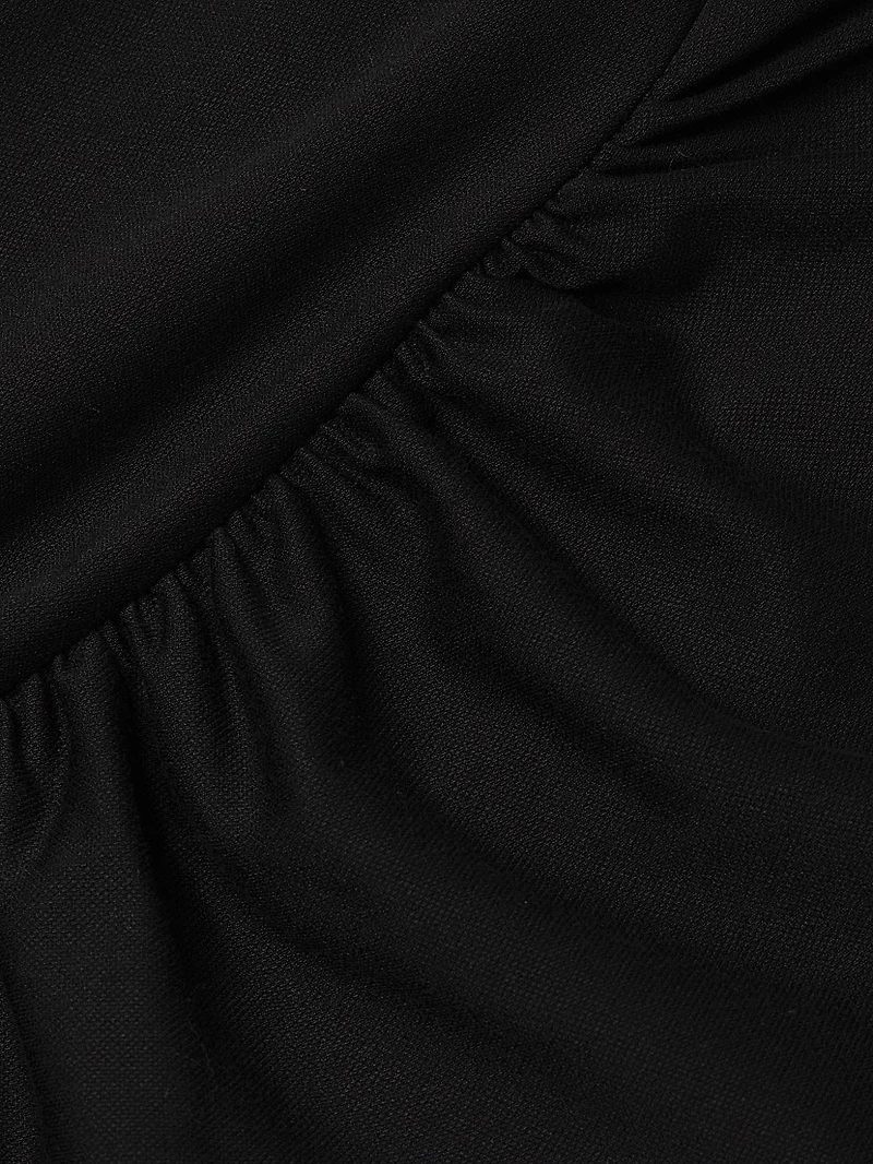 Mockneck Ruched Midi-Dress