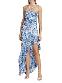 Marabou Printed Halterneck Dress