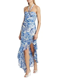 Marabou Printed Halterneck Dress