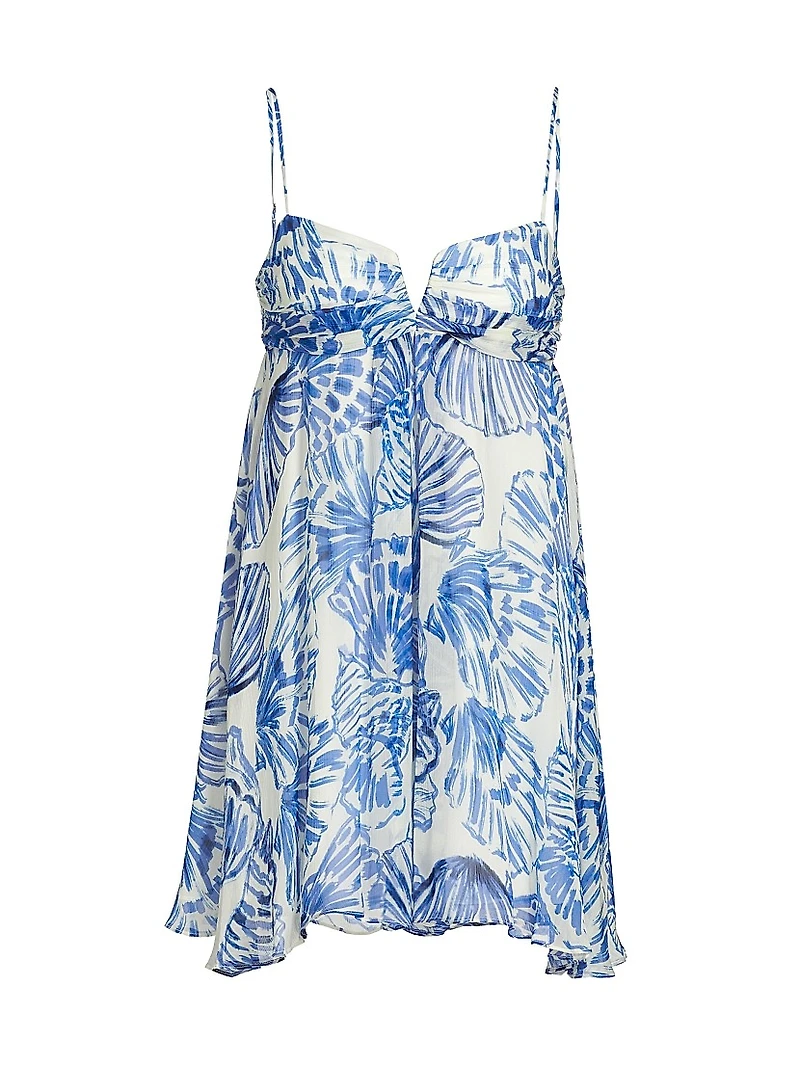 Liana Shell Print Silk Minidress