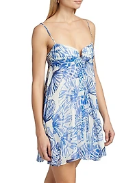 Liana Shell Print Silk Minidress