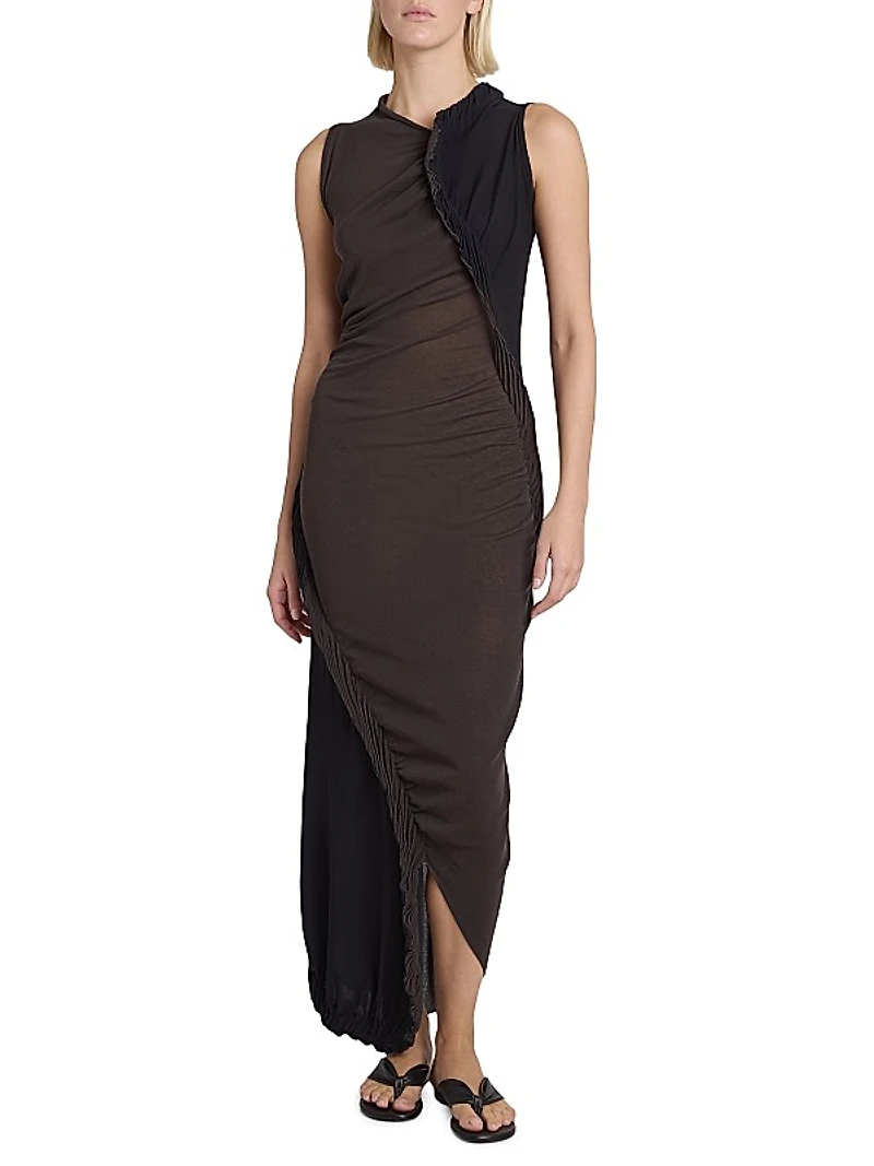Beanstalk Two-Tone Drape Maxi-Dress