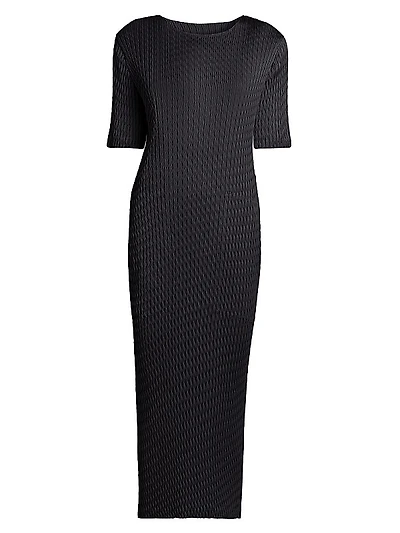 Sleek Pleats Midi-Dress