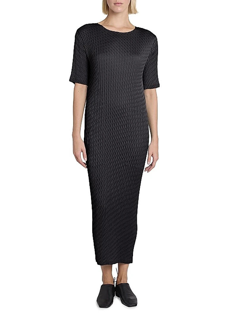 Sleek Pleats Midi-Dress
