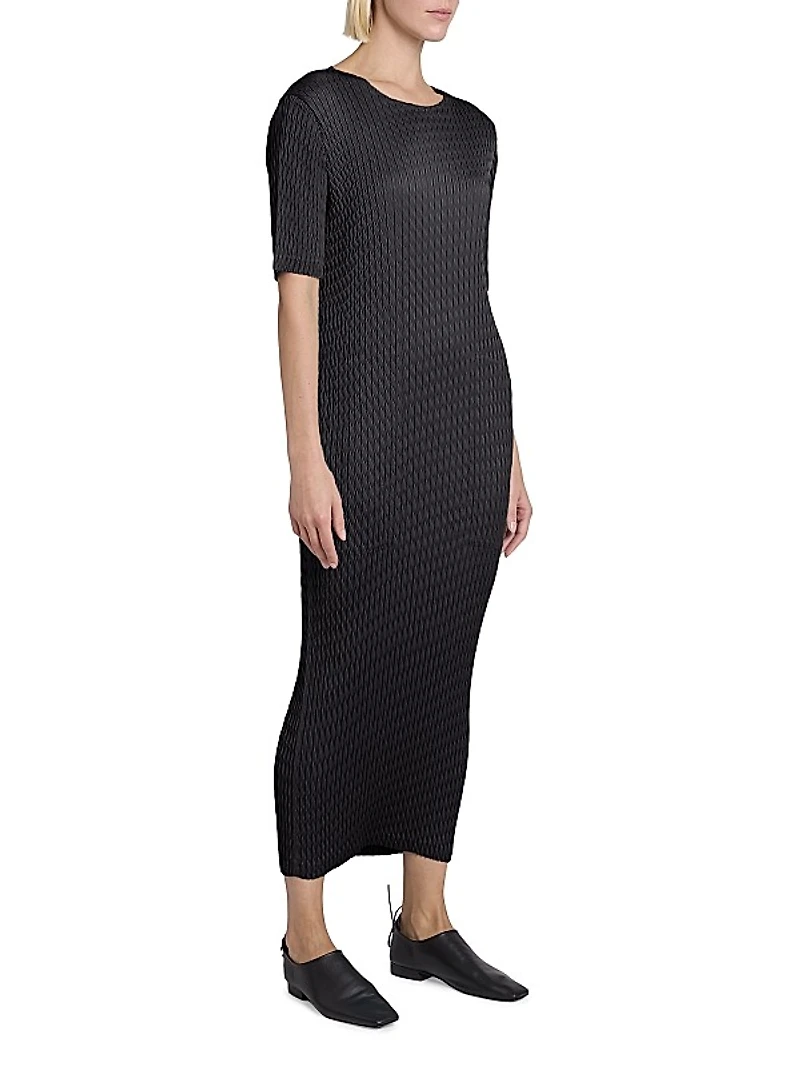 Sleek Pleats Midi-Dress
