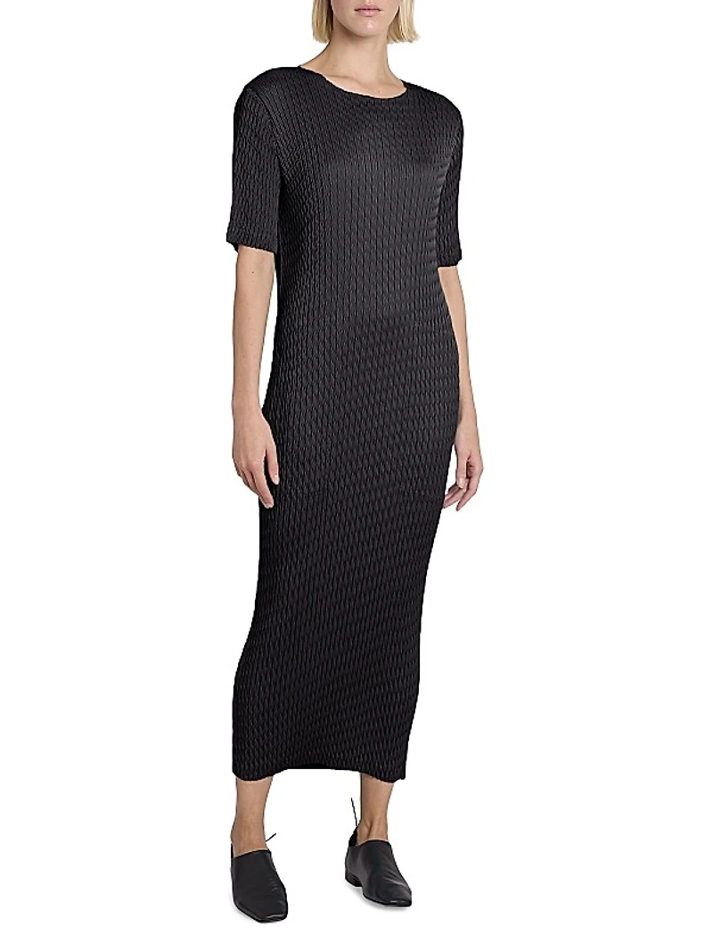 Sleek Pleats Midi-Dress