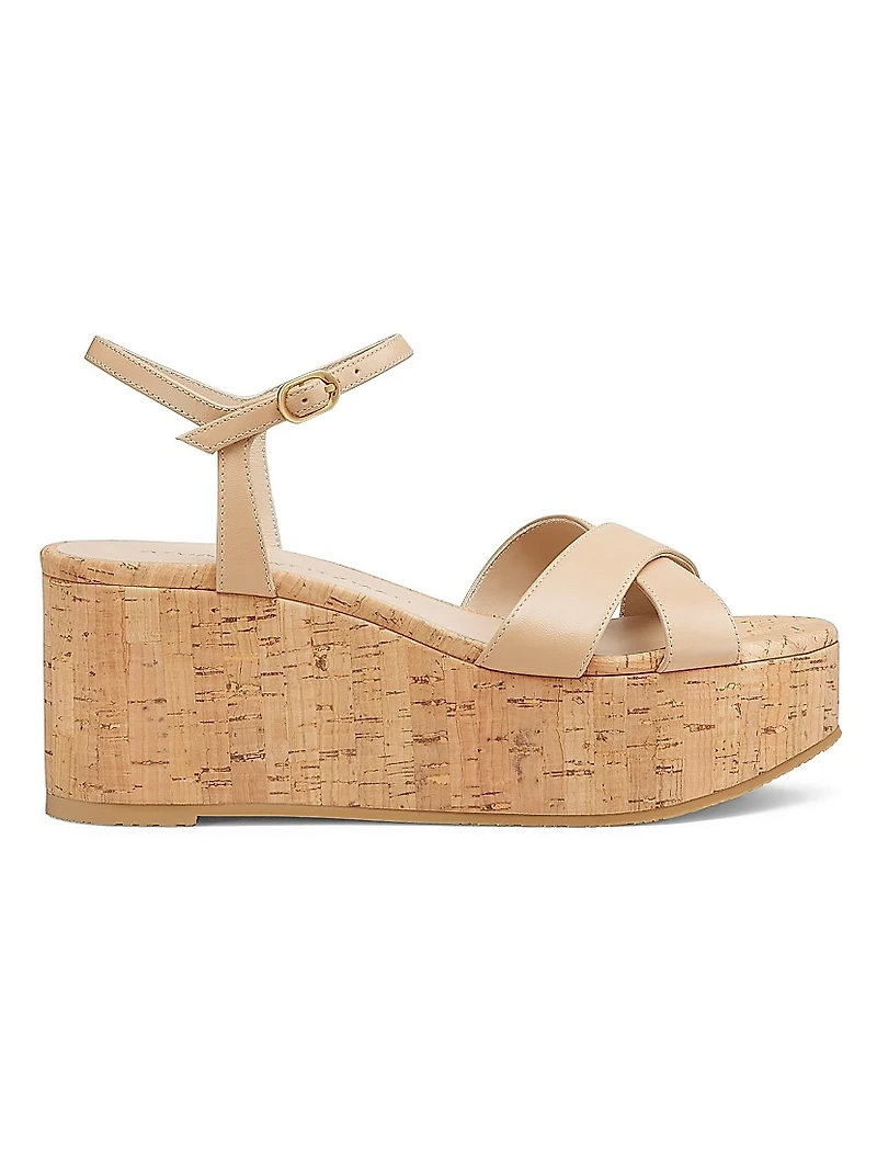 Dayna 65MM Wedge Leather Sandals