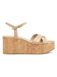 Dayna 65MM Wedge Leather Sandals
