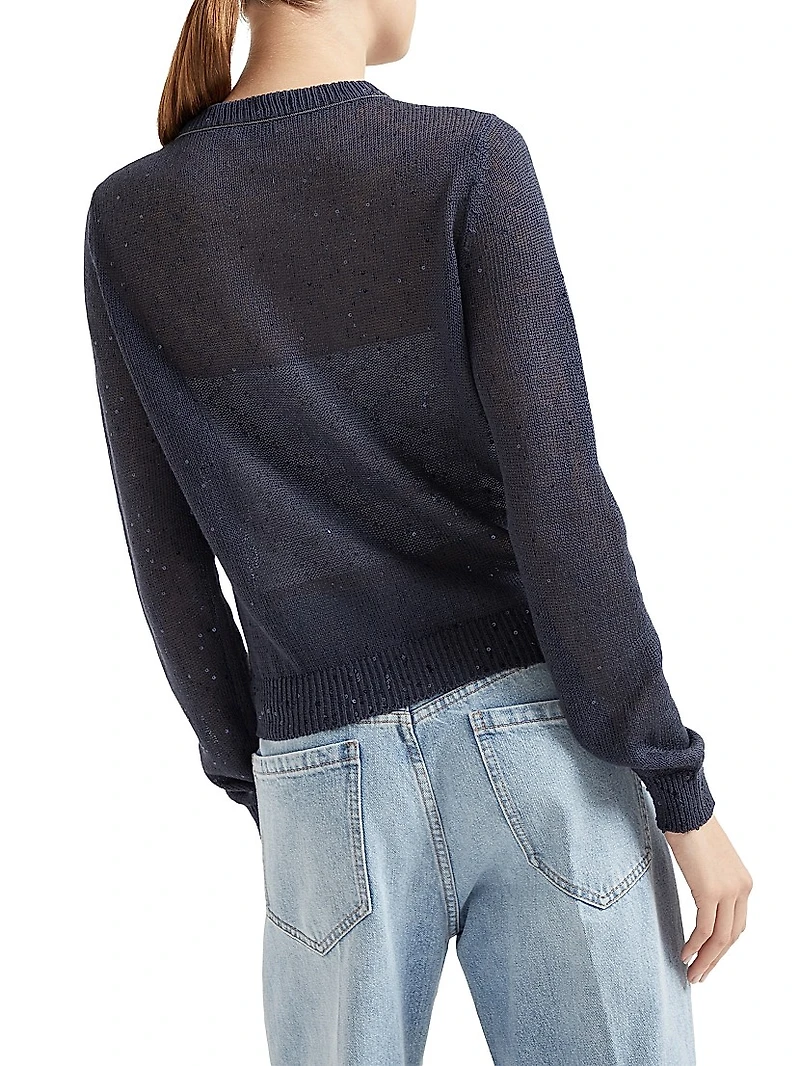 Linen and Silk Diamond Yarn Cardigan