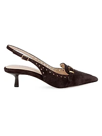 Lourdes 45MM Suede Slingback Pumps