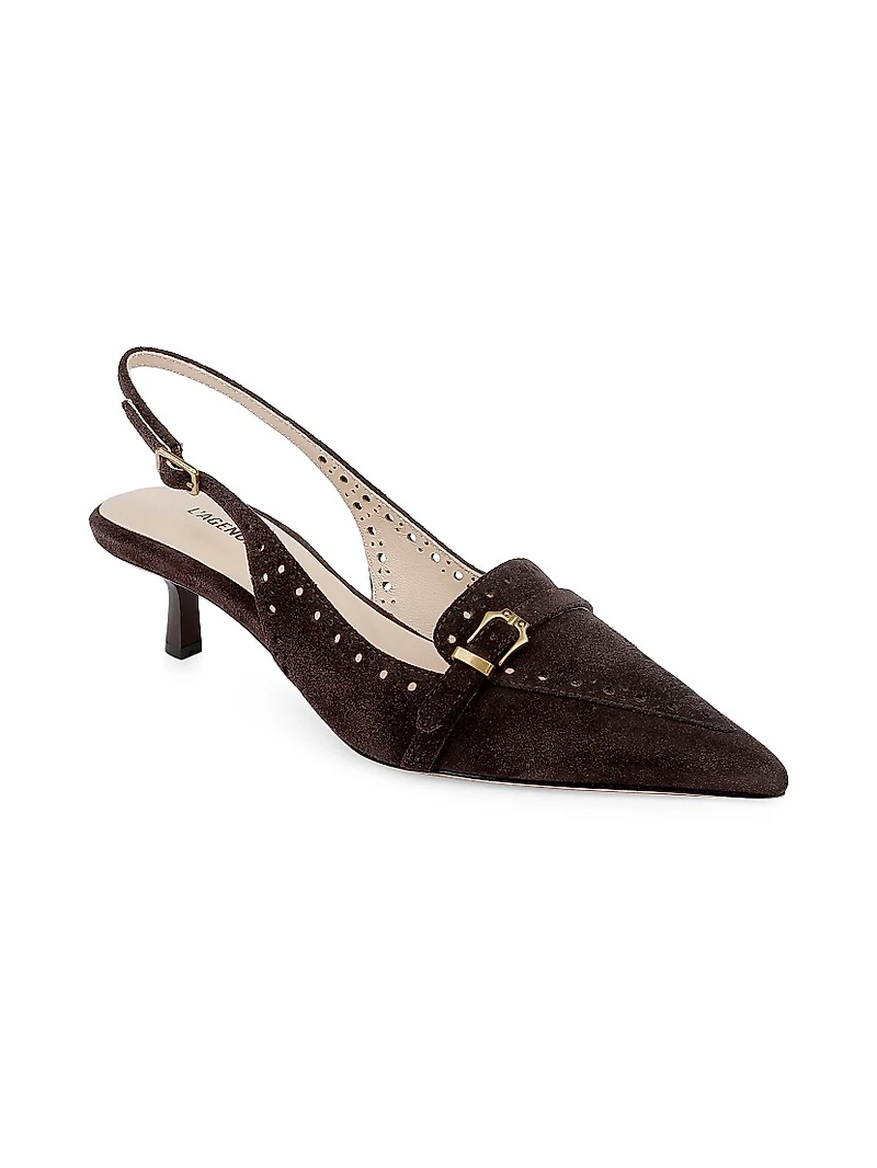 Lourdes 45MM Suede Slingback Pumps