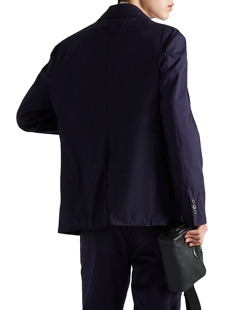 Single Breasted Cotton Blend Blazer