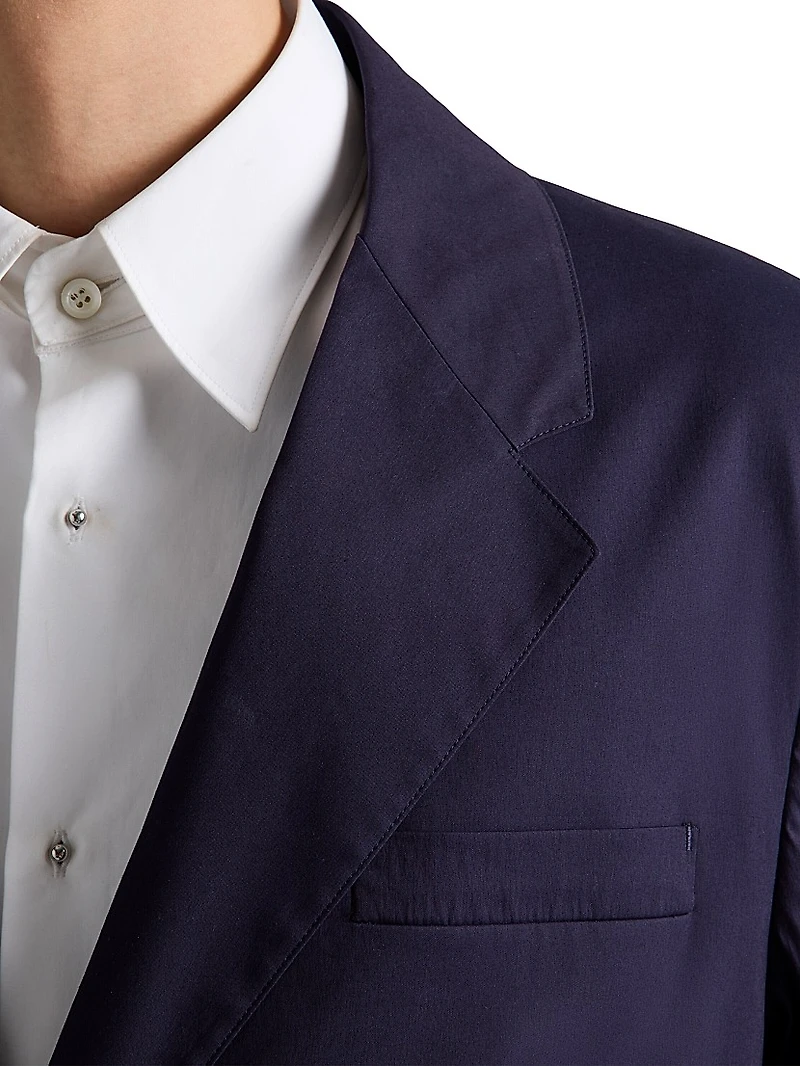 Single Breasted Cotton Blend Blazer