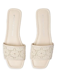Fia Crochet Leather Flat Sandals