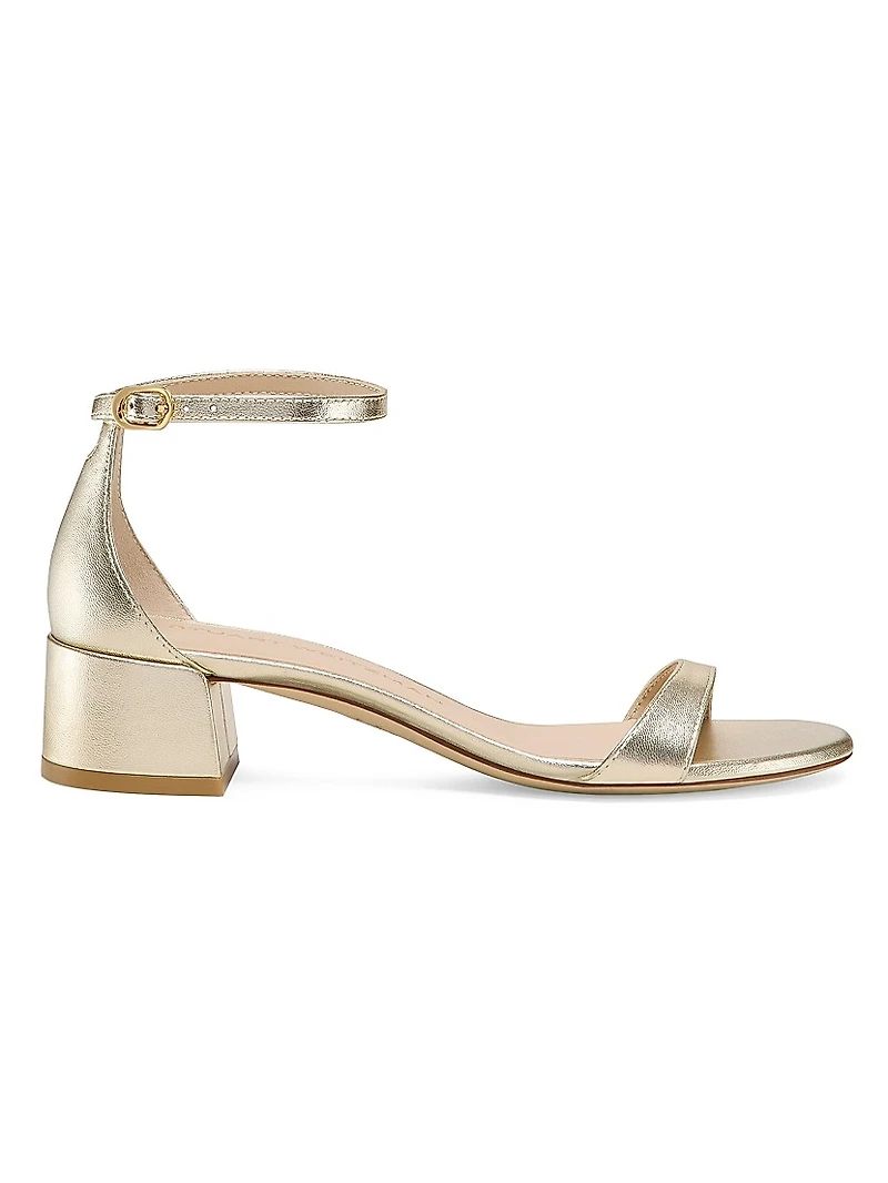 Nudist Metallic Leather 35MM Block Sandals