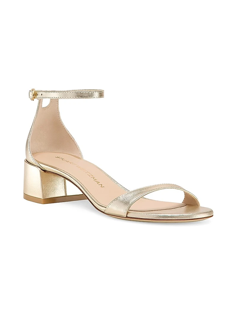 Nudist Metallic Leather 35MM Block Sandals