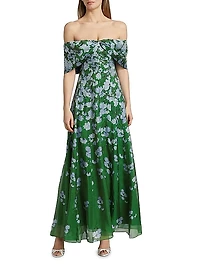 Kennedy Floral Off-The Shoulder Gown