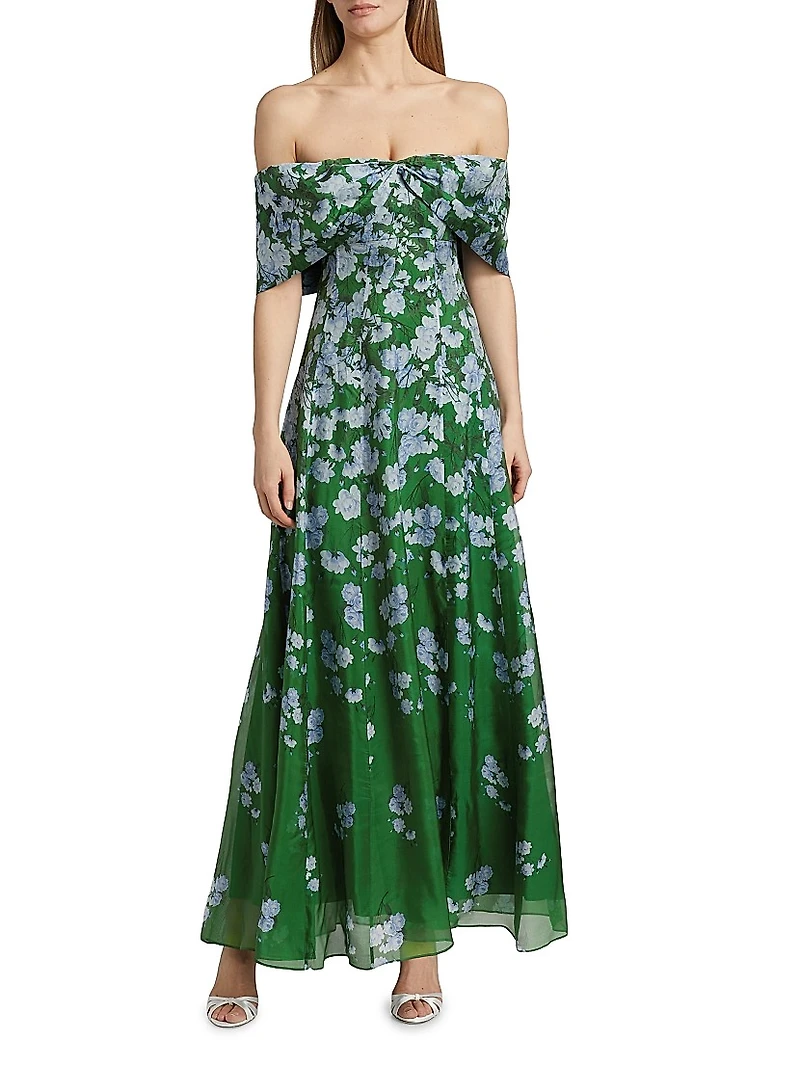Kennedy Floral Off-The Shoulder Gown